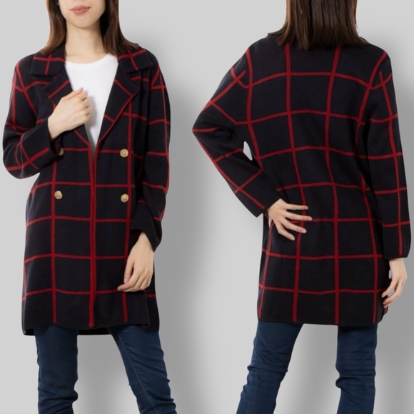 ANNE KLEIN Long Line Open Front Coatigan Cardigan Sweater Blazer Button Detail - Picture 1 of 10